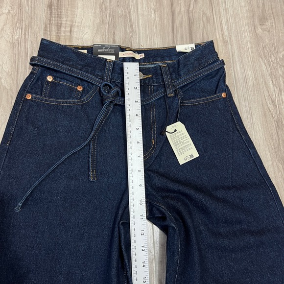Levi's XL Baggy Straight Women's Jeans Mid Rise Oversized Tie Belt Denim W24 L31 - Picture 4 of 14